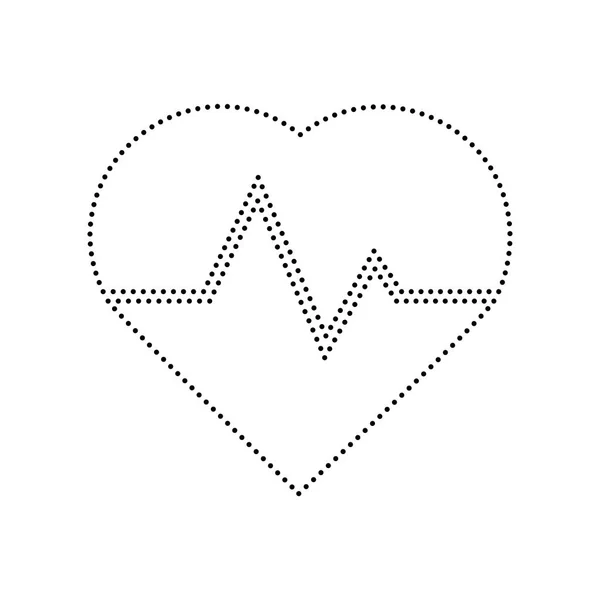 Heartbeat sign illustration. Vector. Black dotted icon on white background. Isolated. — Stock Vector