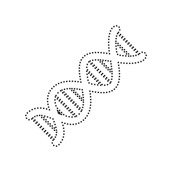 Знак ДНК. Вектор. Чорний пунктирною значок на білому тлі. Ізольовані. — стоковий вектор