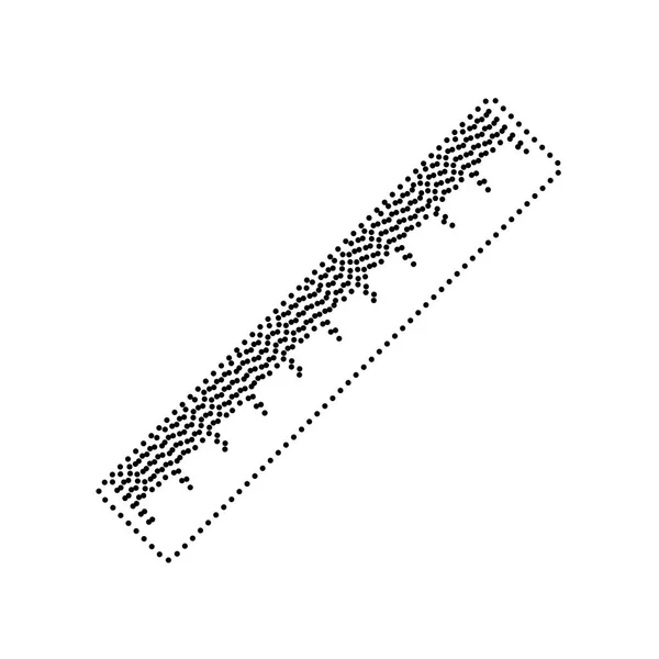 Signo de regla del centímetro. Vector. Icono de puntos negros sobre fondo blanco. Aislado . — Vector de stock