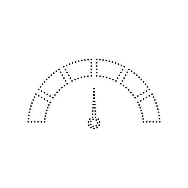 Ilustración del signo del velocímetro. Vector. Icono de puntos negros sobre fondo blanco. Aislado . — Vector de stock