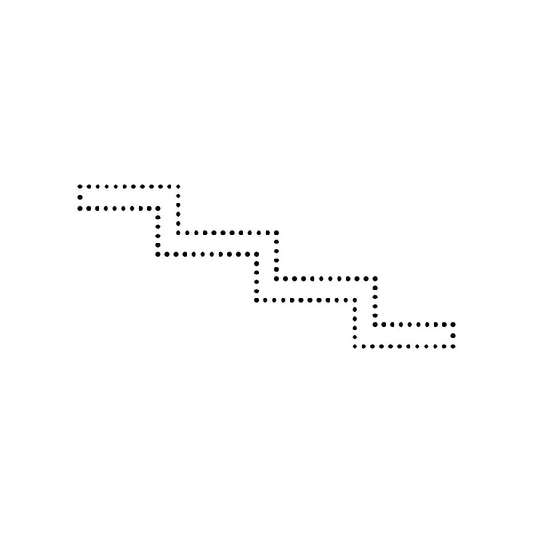 Hinweisschild Treppe runter. Vektor. schwarz gepunktetes Symbol auf weißem Hintergrund. isoliert. — Stockvektor
