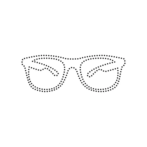 Γυαλιά ηλίου υπογράφουν εικονογράφηση. Διάνυσμα. Μαύρο εικονίδιο με τελείες σε άσπρο φόντο. Απομονωμένη. — Διανυσματικό Αρχείο