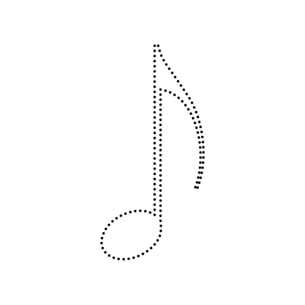 Signo de nota musical. Vector. Icono de puntos negros sobre fondo blanco. Aislado . — Vector de stock