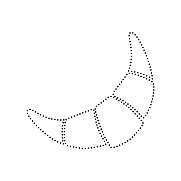 Croissant semplice segno. Vettore. Icona punteggiata nera su sfondo bianco. Isolato . — Vettoriale Stock