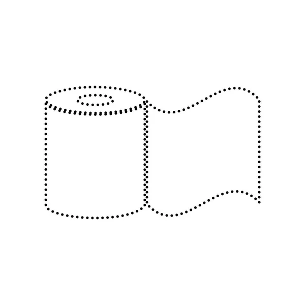 Wc-papier teken. Vector. Zwarte gestippelde pictogram op witte achtergrond. Geïsoleerd. — Stockvector