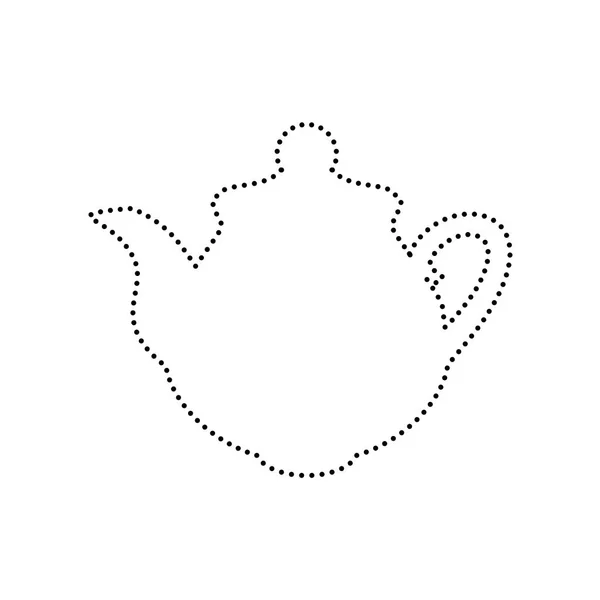 Tea maker Kitchen sign. Vector. Black dotted icon on white background. Isolated. — Stock Vector