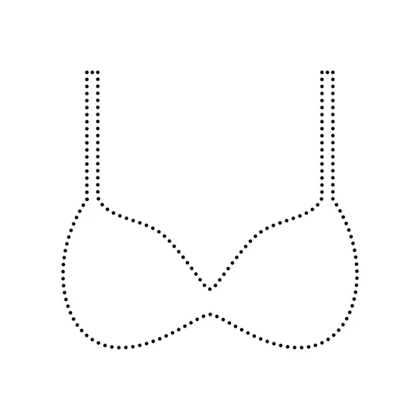 Reggiseno semplice segno. Vettore. Icona punteggiata nera su sfondo bianco . — Vettoriale Stock