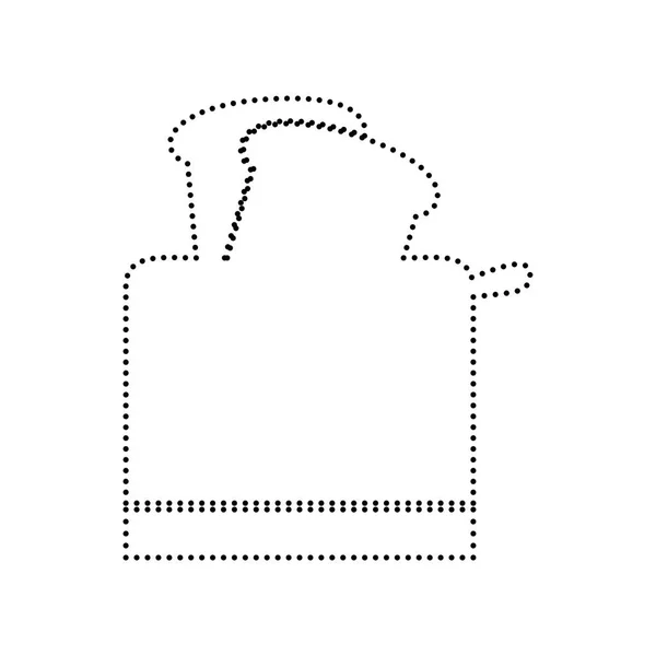 Toaster einfaches Zeichen. Vektor. schwarz gepunktetes Symbol auf weißem Hintergrund — Stockvektor