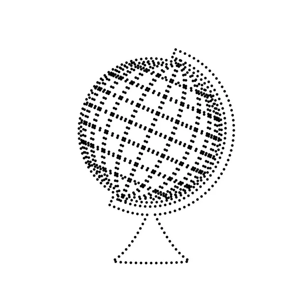 Señal de globo terrestre. Vector. Icono de puntos negros sobre fondo blanco . — Vector de stock