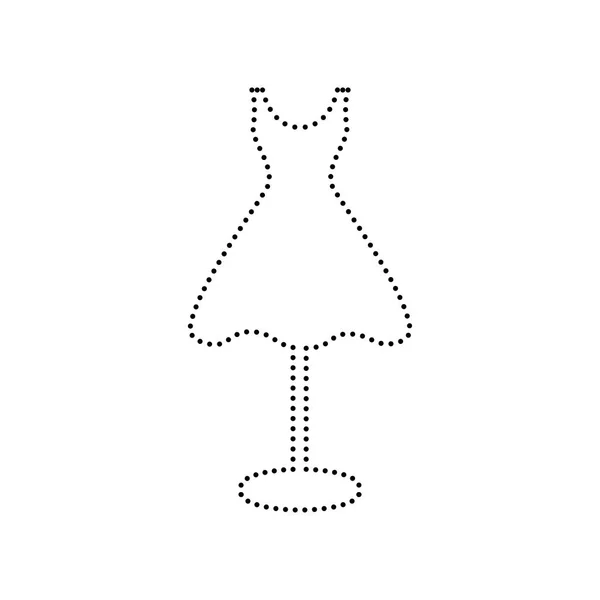 Mannequin with dress sign. Vector. Black dotted icon on white ba — Stock Vector