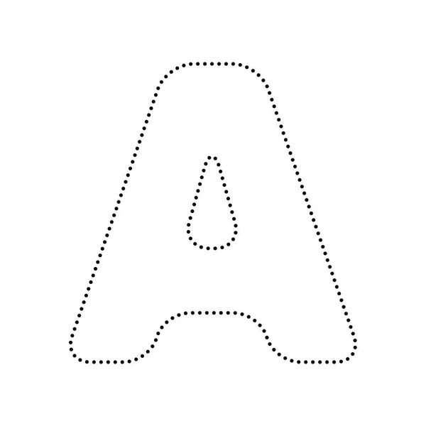 Carta Um elemento de modelo de design de sinal. Vector. Ícone pontilhado preto — Vetor de Stock