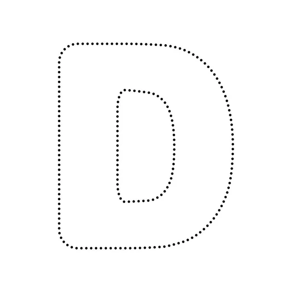 Lettre D signe élément de modèle de conception. Vecteur. Icône pointillée noire — Image vectorielle