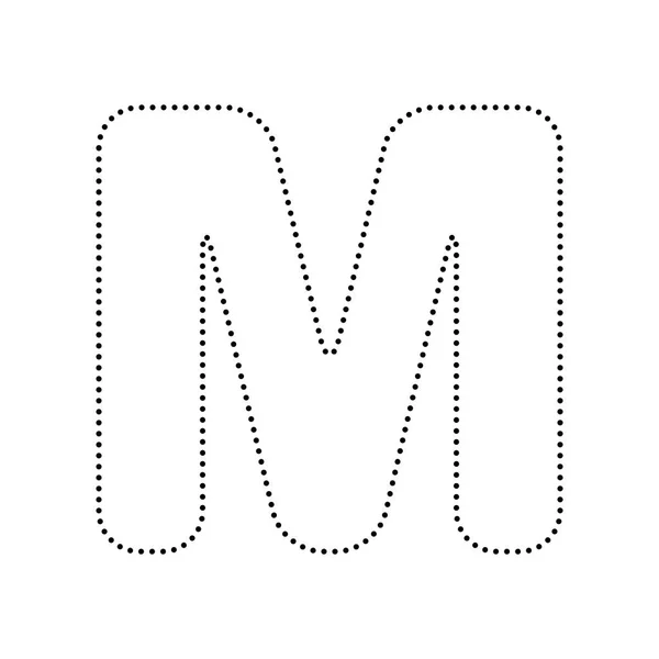 Letra M elemento de plantilla de diseño de signo. Vector. Icono de puntos negros — Vector de stock