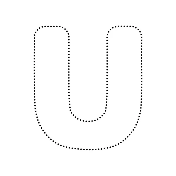 Carta U elemento modelo de design de sinal. Vector. Ícone pontilhado preto —  Vetores de Stock