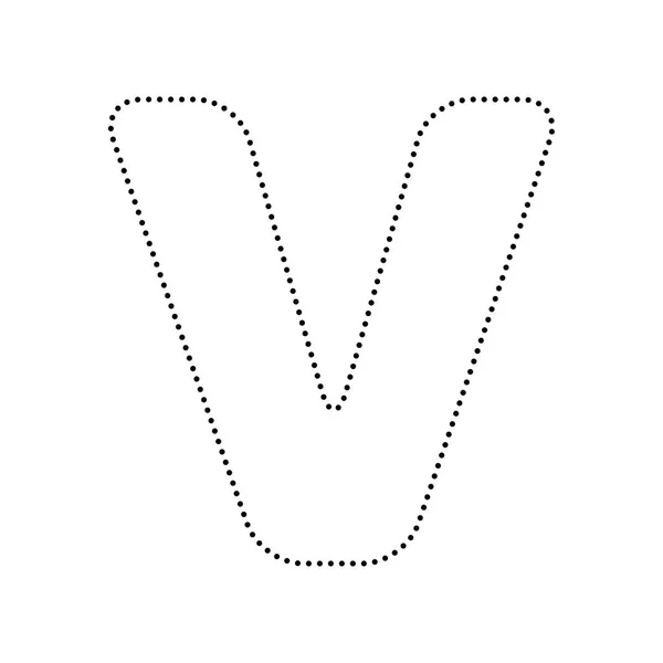 Carta V elemento modelo de design de sinal. Vector. Ícone pontilhado preto — Vetor de Stock
