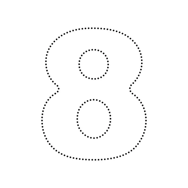 Dimensjonerende mal for skilt nr. 8. Vektor. Svart, stiplet ikon – stockvektor