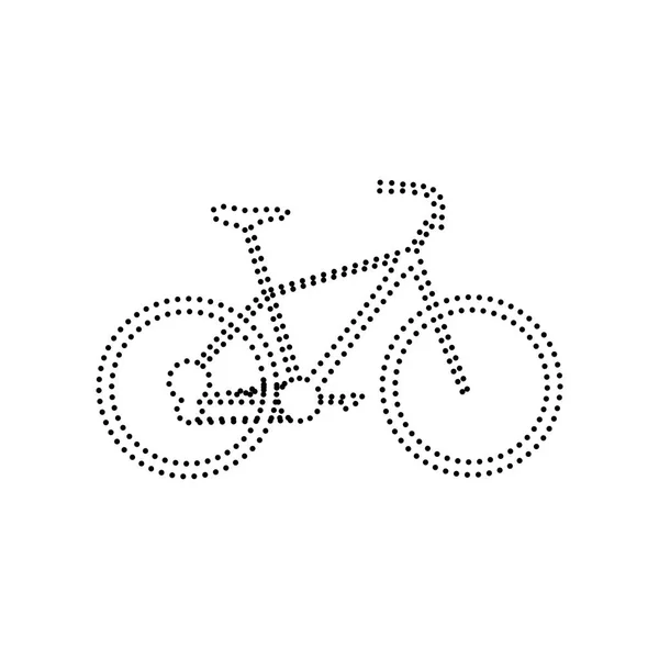 Bicicleta, sinal de bicicleta. Vector. Ícone pontilhado preto no backgroun branco —  Vetores de Stock