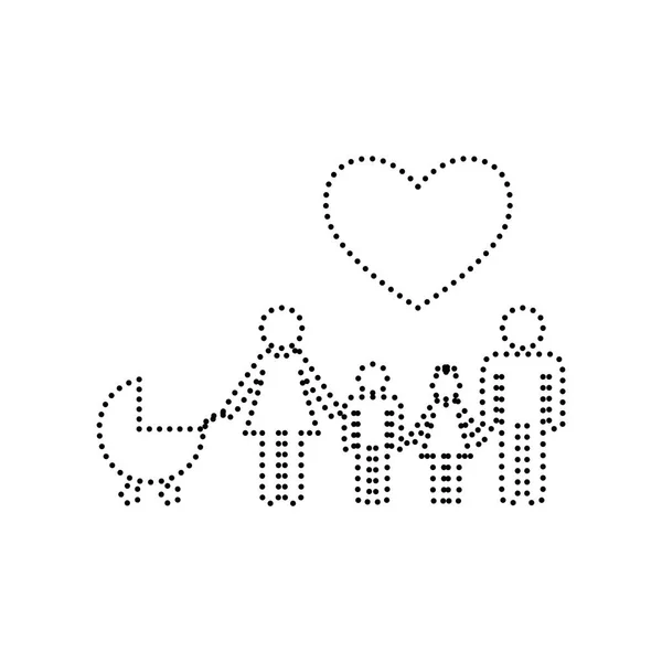 用心的家庭标志。丈夫和妻子保持儿童的韩 — 图库矢量图片