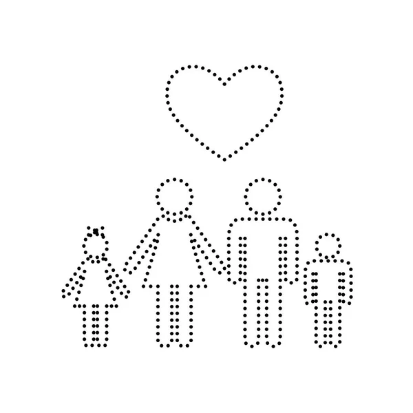 Símbolo de família com coração. Marido e mulher são mantidos filhos h —  Vetores de Stock