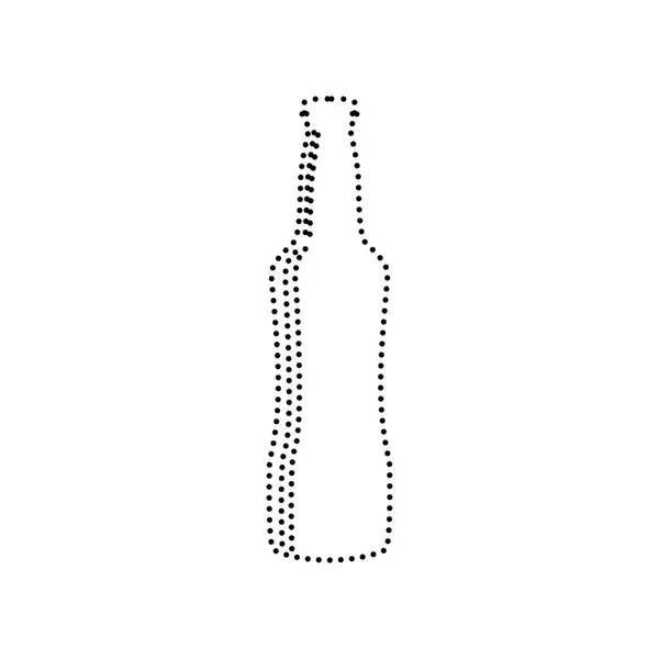 Bierflaschenschild. Vektor. schwarz gepunktetes Symbol auf weißem Hintergrund. — Stockvektor