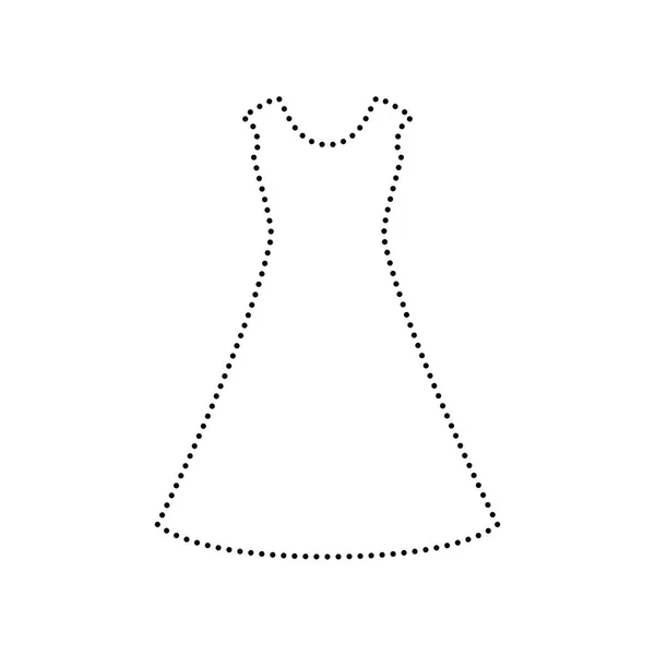 Güzel uzun elbise işareti vektör. Siyah noktalı kutsal kişilerin resmi üstünde beyaz bac — Stok Vektör