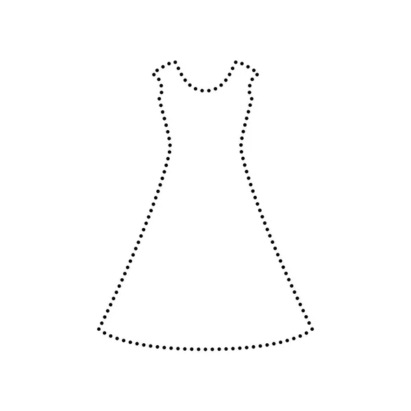 Hermoso signo de vestido largo Vector. Icono de puntos negros en bac blanco — Vector de stock