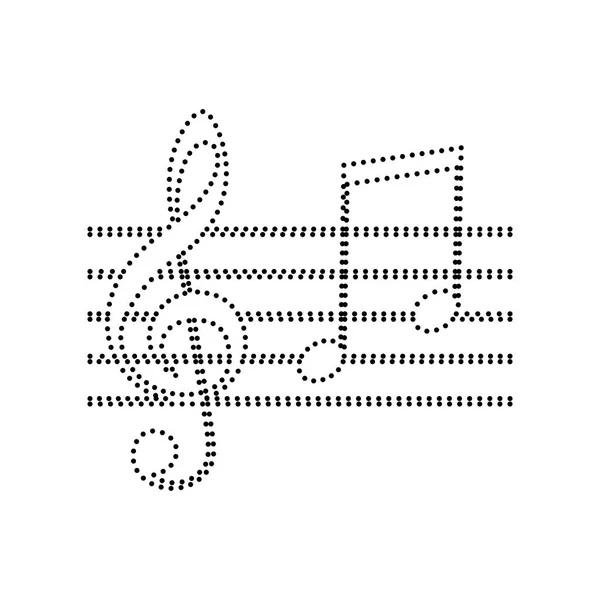 Signo de violino de música. G-clef e notas G, H. Vector. Ponto preto —  Vetores de Stock