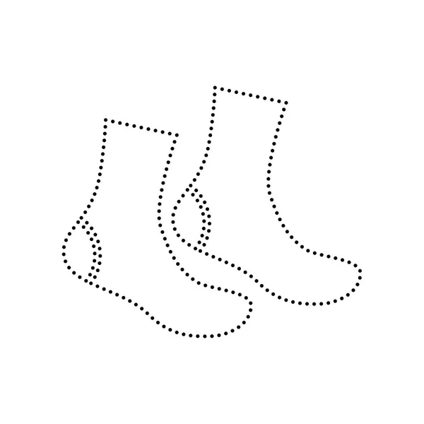 Socks sign. Vector. Black dotted icon on white background. Isolated. — Stock Vector