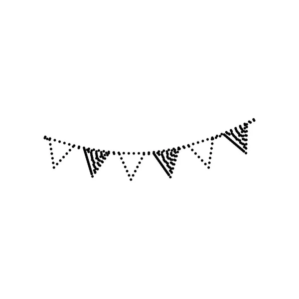 Drapeaux de vacances guirlandes signe. Vecteur. Icône pointillée noire sur fond blanc. Isolé . — Image vectorielle