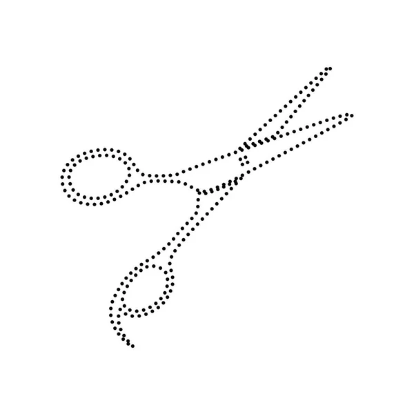 Haarschnitt-Schere Zeichen. Vektor. schwarz gepunktetes Symbol auf weißem Hintergrund. isoliert. — Stockvektor