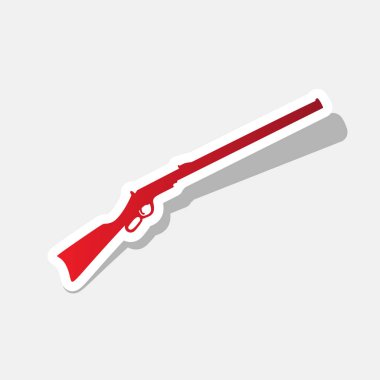 Tüfek simge vektör çizim. Siyah siluet silah. Vektör. Açık gri renkli dış kontur ve gri gölge ile yeni yıl kırmızımsı simgesi.