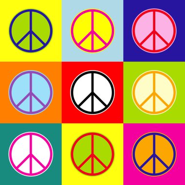Barış işareti illüstrasyon. Vektör. Popüler sanat tarzı renkli simgeler ile 3 renk ayarla.