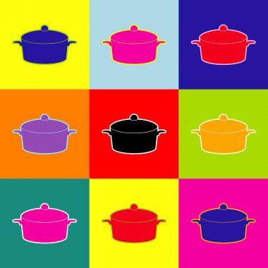Pan sign. Vector. Pop-art style colorful icons set with 3 colors. clipart