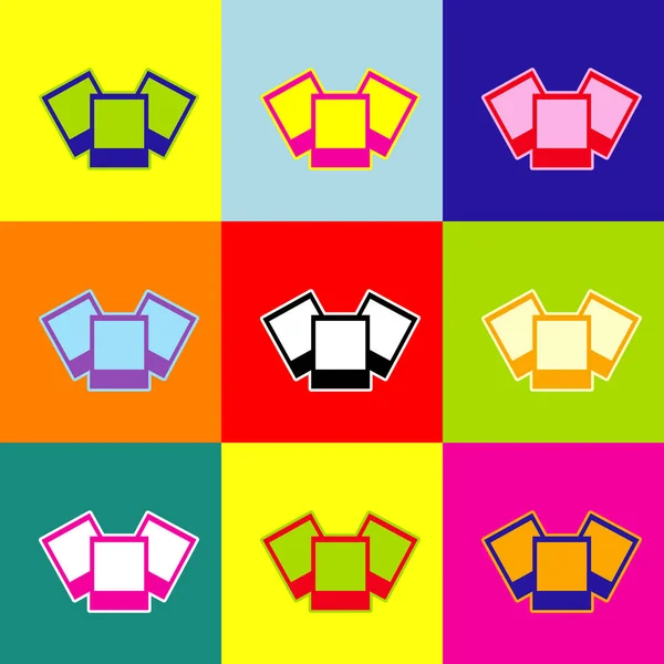Foto tecken illustration. Vektor. Popkonst-stil färgglada ikoner set med 3 färger. — Stock vektor
