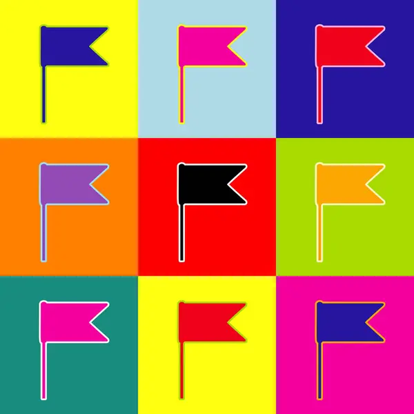 Illustrazione del segno della bandiera. Vettore. Pop-art icone colorate stile impostato con 3 colori . — Vettoriale Stock