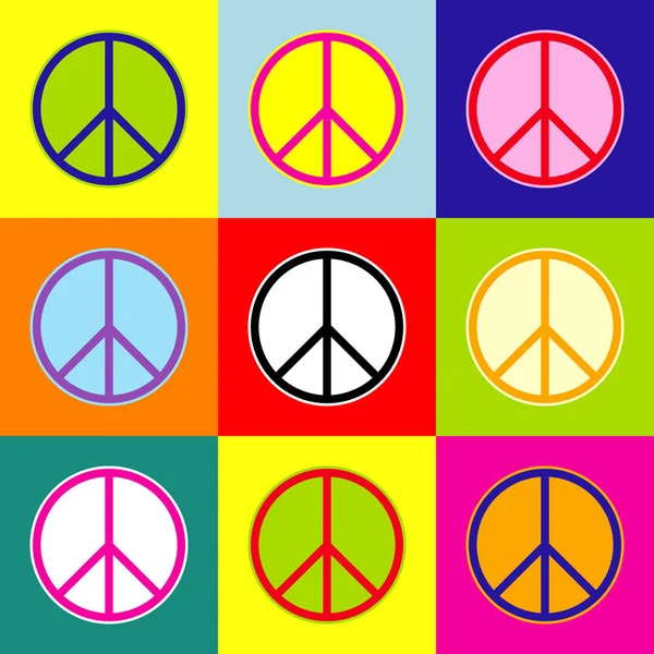 Peace sign illustration. Vector. Pop-art style colorful icons set with 3 colors. — Stock Vector