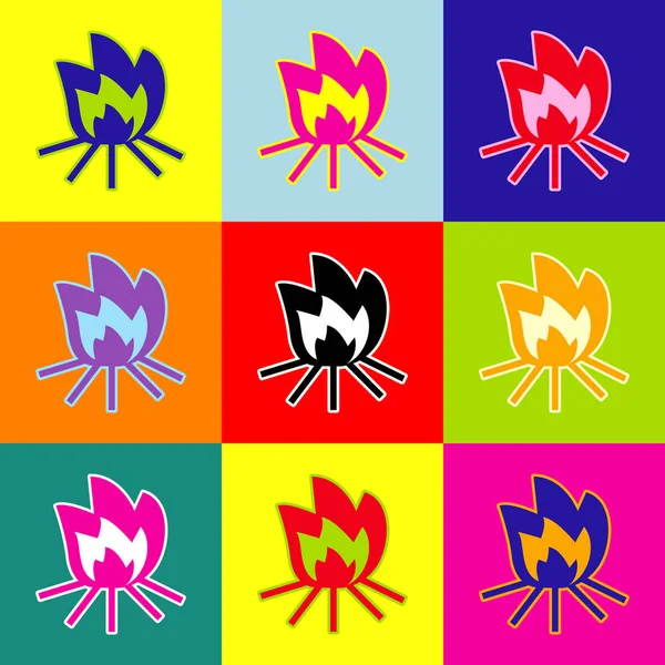 Brand tecken. Vektor. Popkonst-stil färgglada ikoner set med 3 färger. — Stock vektor