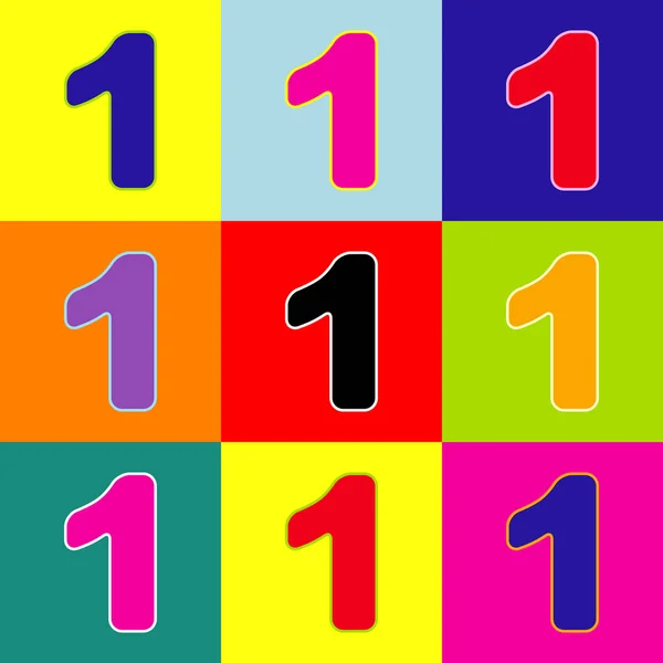 Numéro 1 signe élément de modèle de conception. Vecteur. Style pop-art icônes colorées serties de 3 couleurs . — Image vectorielle