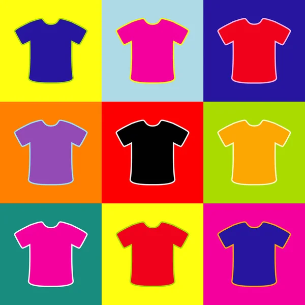 T-shirt sign. Vector. Pop-art style colorful icons set with 3 colors. — Stock Vector
