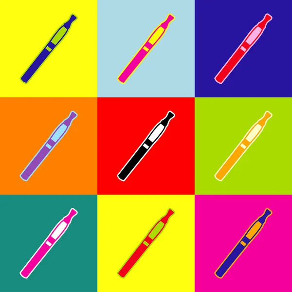 E-cigarette sign. Vector. Pop-art style colorful icons set with 3 colors. — Stock Vector