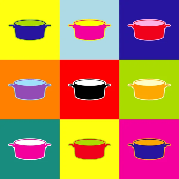 Pan sign. Vector. Pop-art style colorful icons set with 3 colors. — Stock Vector