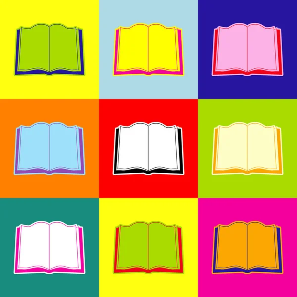 Σημάδι βιβλίων. Διάνυσμα. Πολύχρωμα εικονίδια σετ με 3 χρώματα σε στυλ Ποπ-Αρτ. — Διανυσματικό Αρχείο
