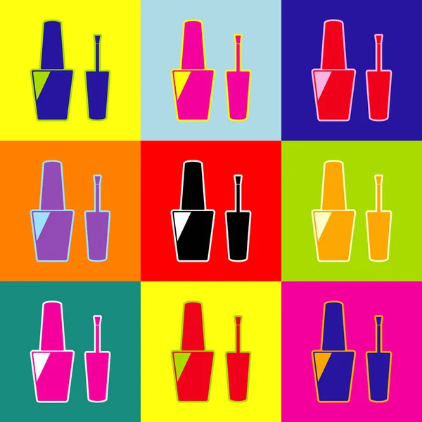 Signo de esmalte de uñas. Vector. Pop-art estilo iconos de colores con 3 colores . — Vector de stock