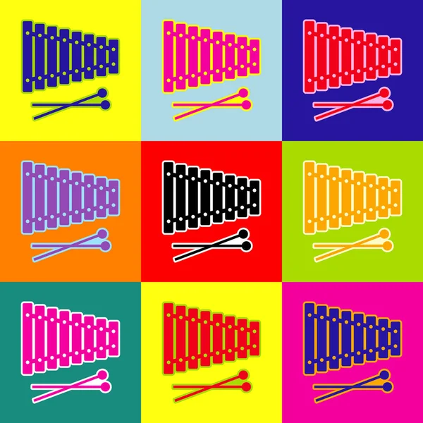 Sinal de xilofone. Vector. Ícones coloridos de estilo pop-art com 3 cores . —  Vetores de Stock