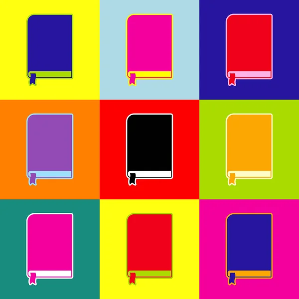 Signo del libro. Vector. Pop-art estilo iconos de colores con 3 colores . — Vector de stock