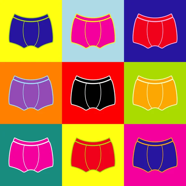 Mans underwear sign. Vector. Pop-art style colorful icons set with 3 colors. — Stock Vector