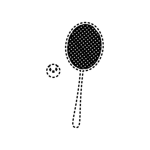 Señal de raqueta de tenis. Vector. Icono de rayas negras sobre fondo blanco. Aislado . — Vector de stock