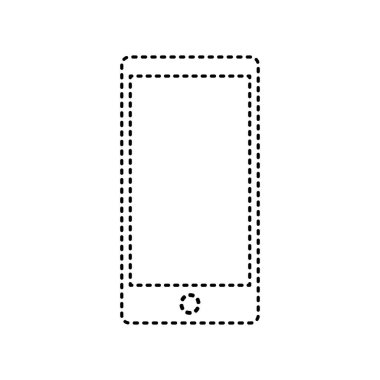 Soyut tarzı modern bir gadget'ı boş ekran ile. Herhangi bir içerik için şablon. Vektör. Beyaz arka planda siyah kesik simgesi. İzole.