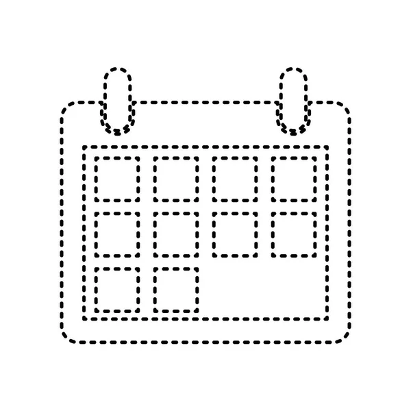Иллюстрация знака календаря. Вектор. Черной пунктирной иконкой на белом фоне. Isolated . — стоковый вектор