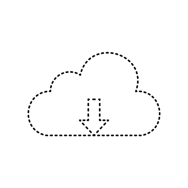 Знак облачных технологий. Вектор. Черной пунктирной иконкой на белом фоне. Isolated . — стоковый вектор